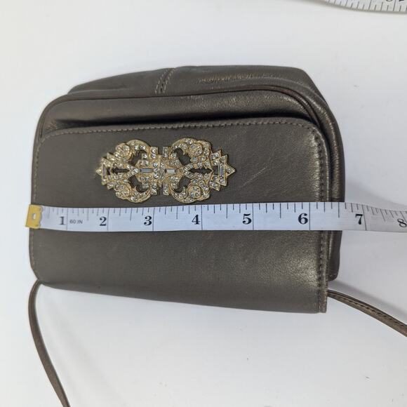 Vintage Susan Gail Original Leather Ornate Gold Detail Crossbody Evening Bag - Picture 7 of 16